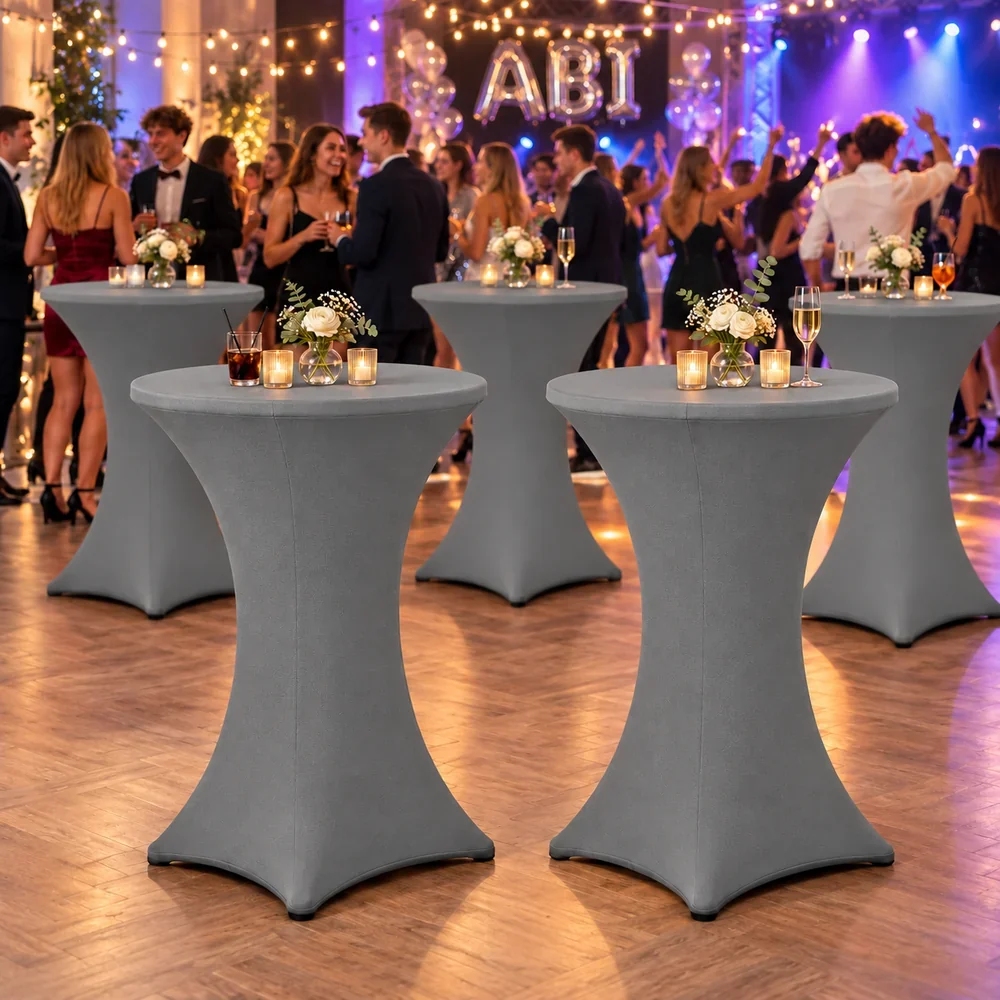 Stehtischhusse Stretch grau Ansicht 2