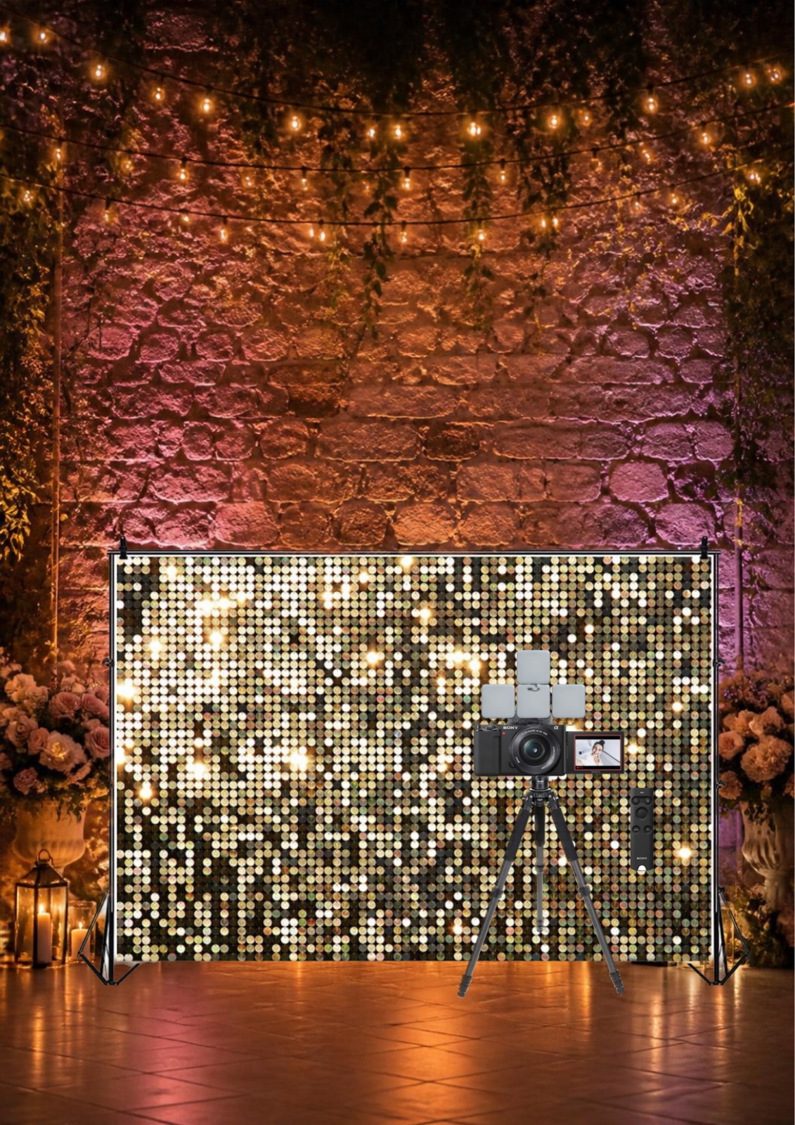Fotobox-Set mit Glitzerwand