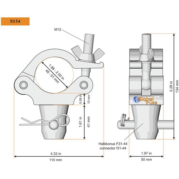 Global Truss Half Coupler 5034 (Halbkonus, 48–51 mm) Ansicht 4